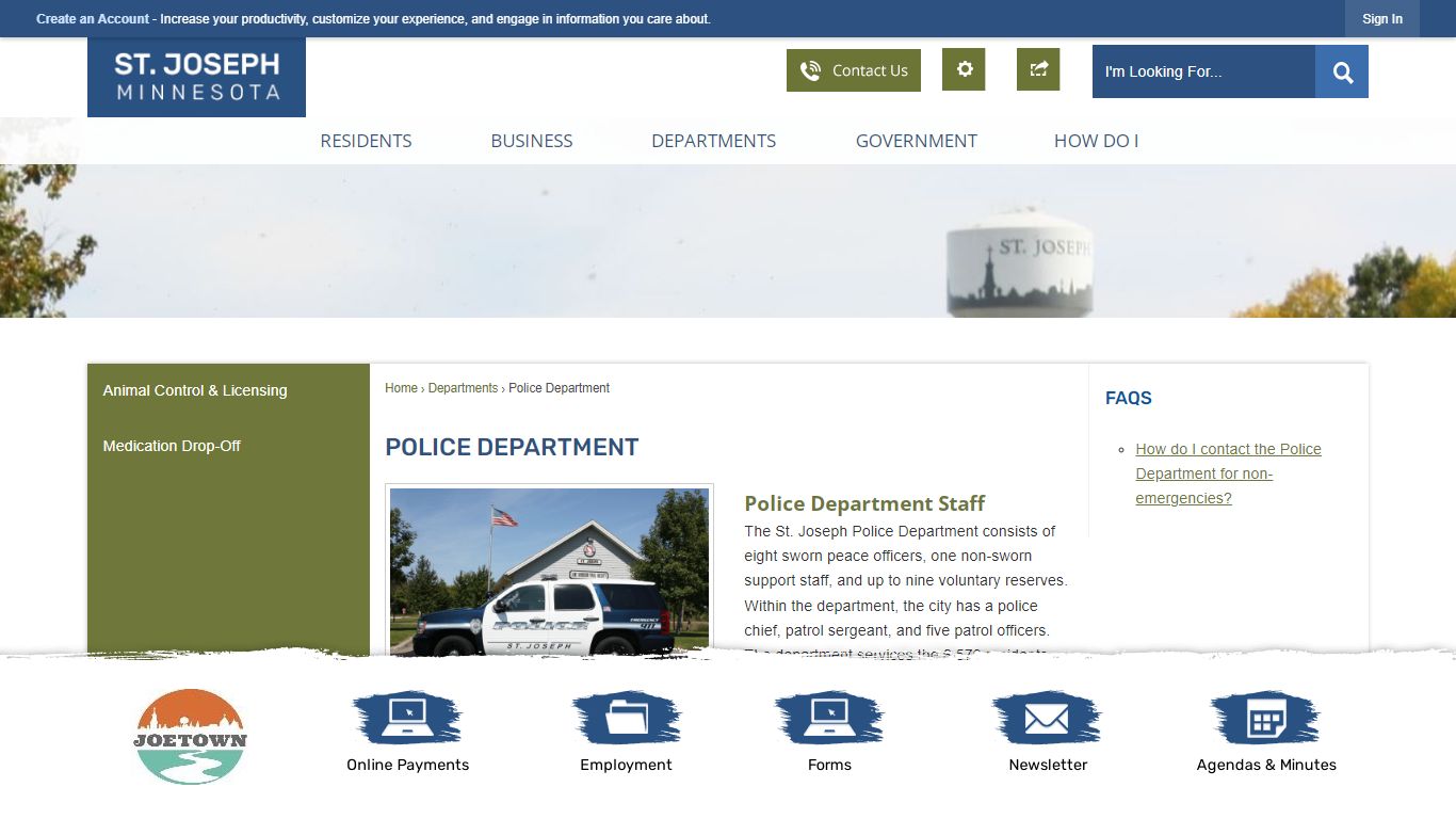 Police Department | St. Joseph, MN - Official Website